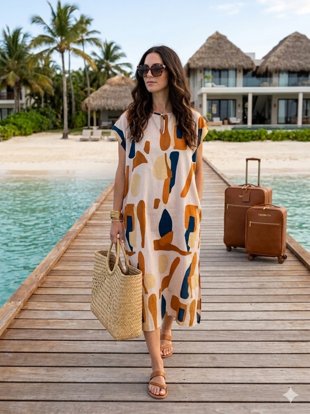DIARRABLU Abstract Geometric Tunic Dress XL Like New
